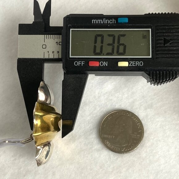 VTG Sterling Silver 925 Taxco Modernist Brass Accent Hollow Clip On Earrings - Picture 13 of 14